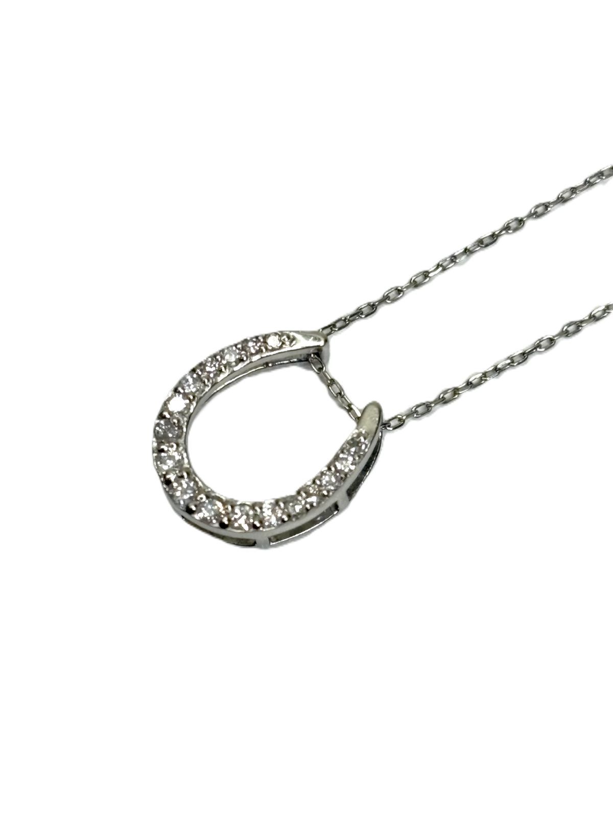 Pt850 PT900 ネックレス ダイア付き 馬蹄型 40cm 1.8g