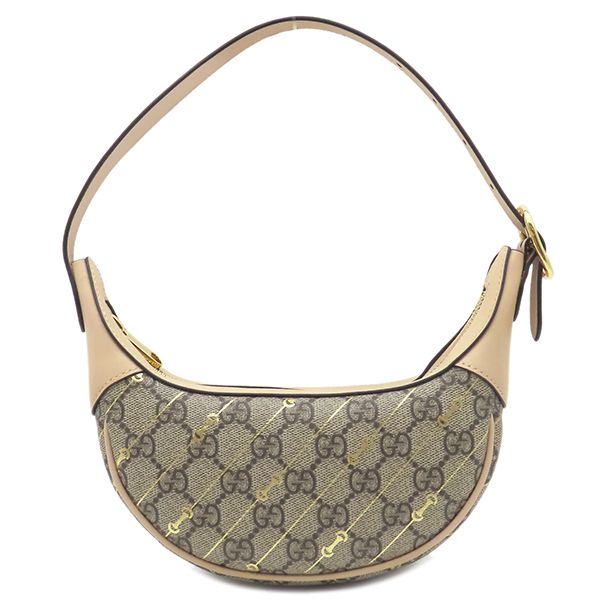 グッチ GUCCI ショルダーバッグ GGスプリーム ホースビット ミニ PVC レザー ベージュ ゴールド金具 ハンドバッグ 肩掛け 茶 774336 箱