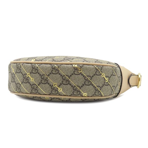 グッチ GUCCI ショルダーバッグ GGスプリーム ホースビット ミニ PVC レザー ベージュ ゴールド金具 ハンドバッグ 肩掛け 茶 774336 箱 DECORATOM_COM_BR