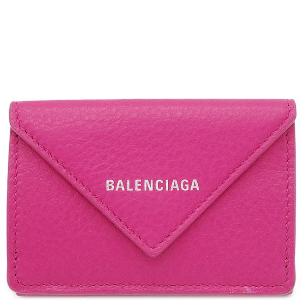 バレンシアガ BALENCIAGA 三つ折り財布 ペーパー ミニ ウォレット レザー ピンク シルバー金具 コンパクトウォレット 391446 箱