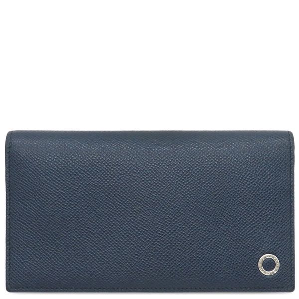 ブルガリ BVLGARI 長財布 ブルガリブルガリ マン レザー ネイビー シルバー金具 紺 二つ折り