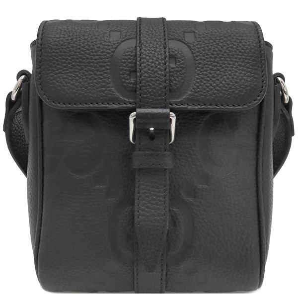 グッチ GUCCI ショルダーバッグ ジャンボGG スモール メッセンジャーバッグ レザー ブラック シルバー金具 黒 760235 箱