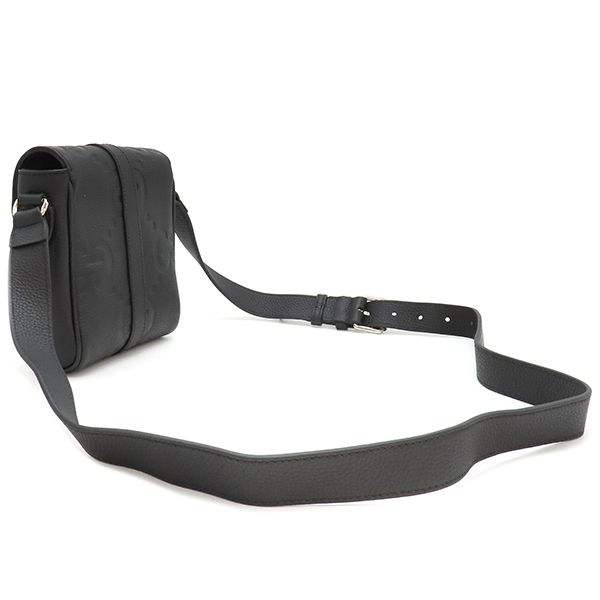 グッチ GUCCI ショルダーバッグ ジャンボGG スモール メッセンジャーバッグ レザー ブラック シルバー金具 黒 760235 箱