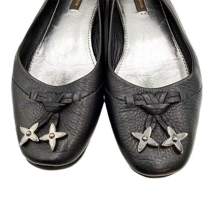  ルイ ヴィトン Louis Vuitton フラットシューズ バレエシューズ モノグラム フラワー金具 レザー ブラック フラットシューズ バレエシューズ パンプス