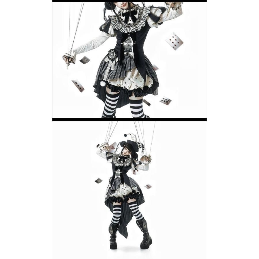 お買い得 ロリータ コスチューム ハロウィン ピエロ風 ブラウス スカート パンツ 7点セット ゴシック リボン レディース ゴスロリ 暗黒風 ロリィタファッション 認められた