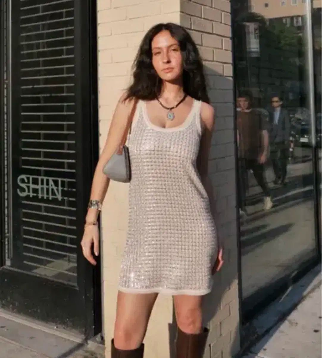 マージュ サンドロ ザラ スパンコール ミニ ワンピース L