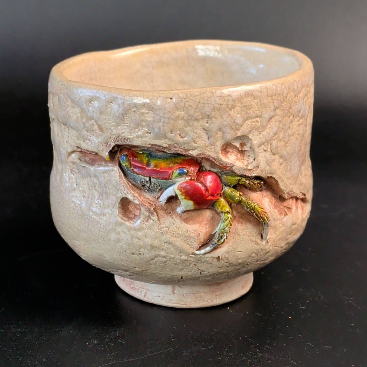 カニ 湯呑 佐々木二六 2客 木 き 使用感なし