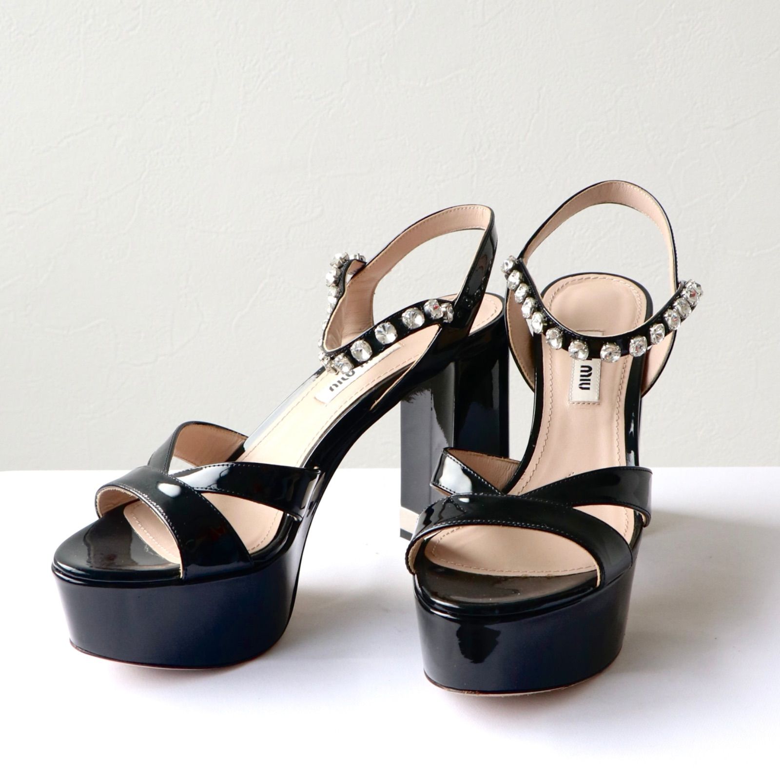 miumiu ビジュー ヒールサンダル パンプス ブラック ミュウミュウ
