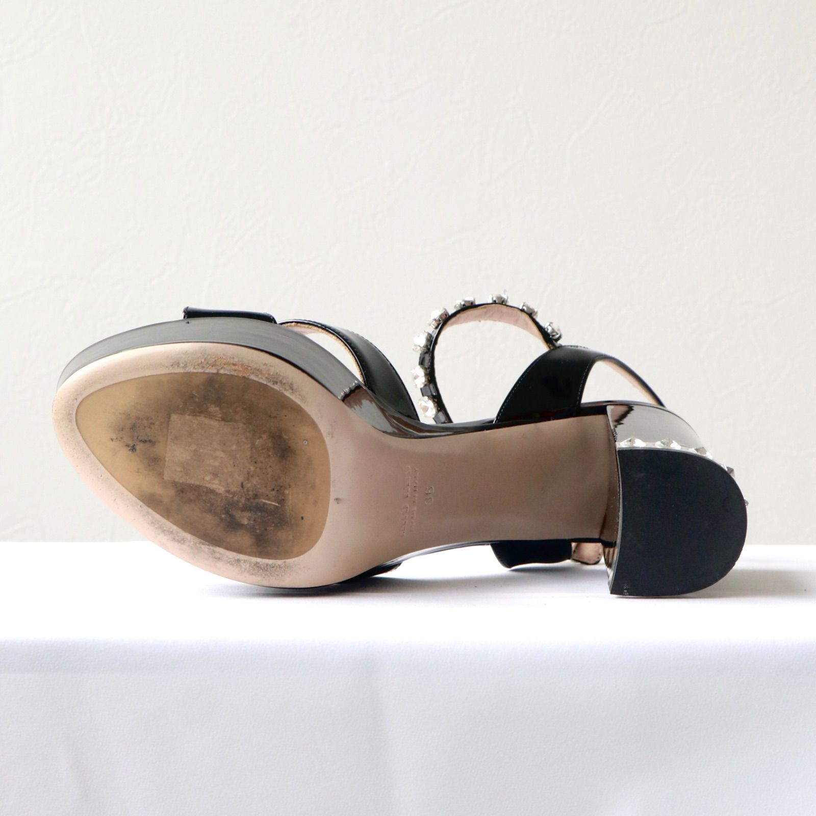 miumiu ビジュー ヒールサンダル パンプス ブラック ミュウミュウ