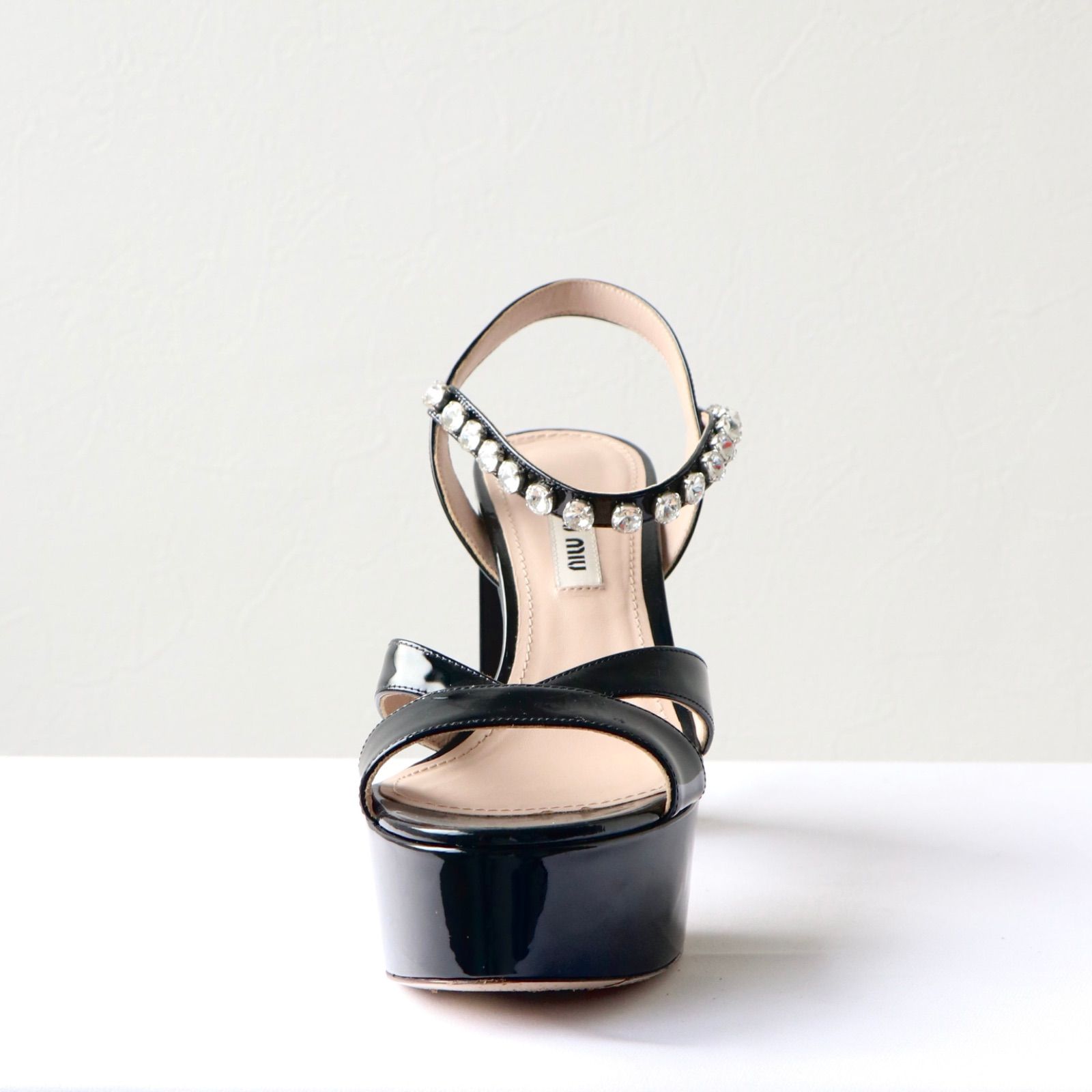 miumiu ビジュー ヒールサンダル パンプス ブラック ミュウミュウ