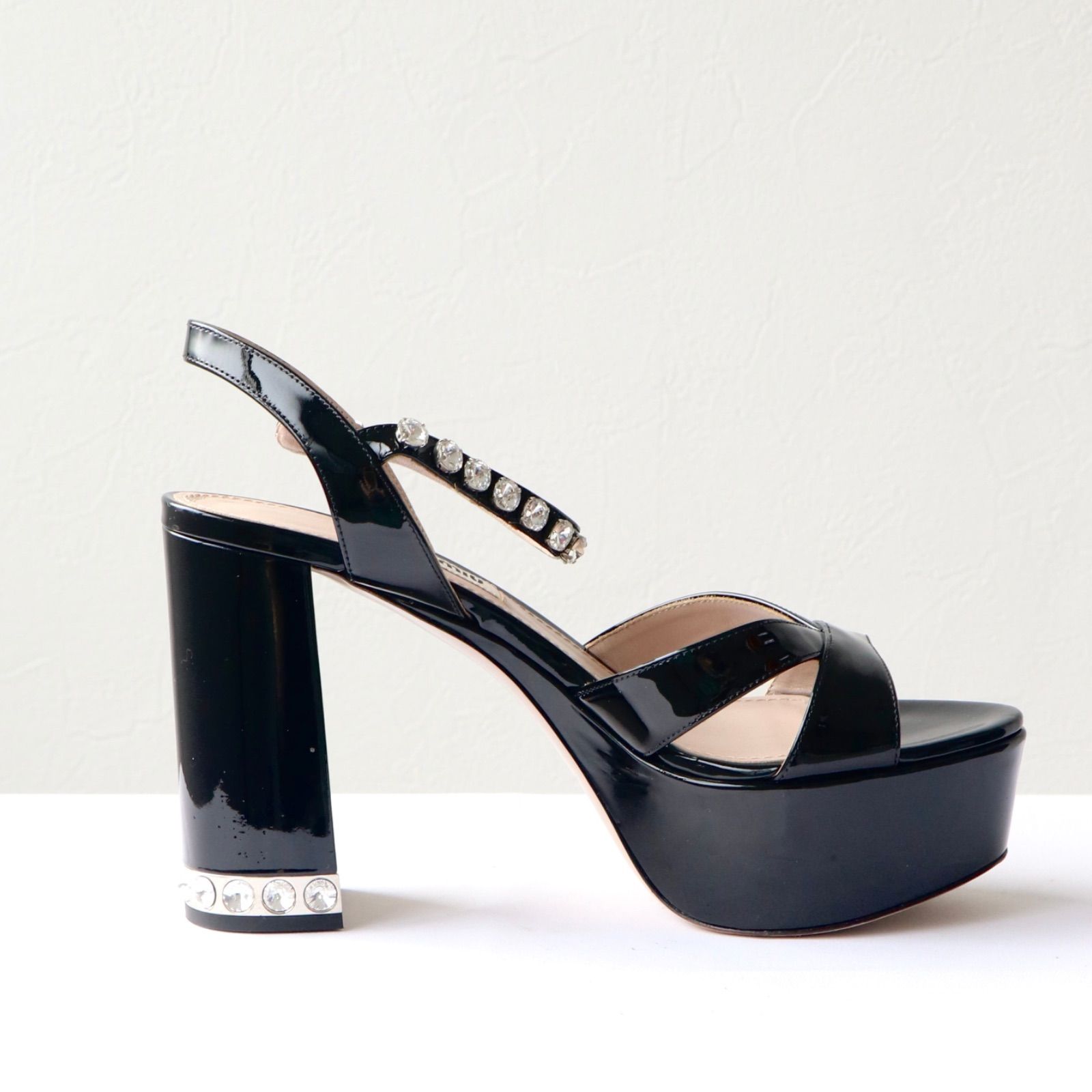 miumiu ビジュー ヒールサンダル パンプス ブラック ミュウミュウ