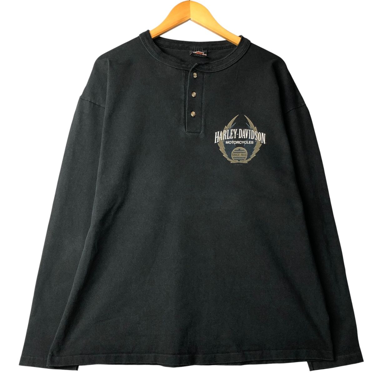 古着 90年代 ハーレーダビッドソン Harley-Davidson ヘンリーネック ロングTシャツ ロンT メンズXL相当 ヴィンテージ eaa590464