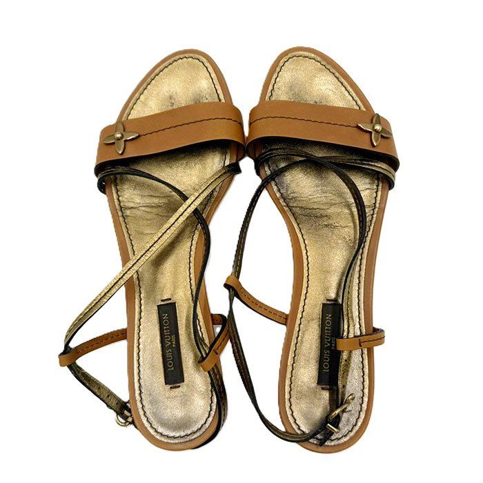  ルイ ヴィトン Louis Vuitton サンダル フラット シューズ レザー フラワーモチーフ サンダル サンダル ミュール