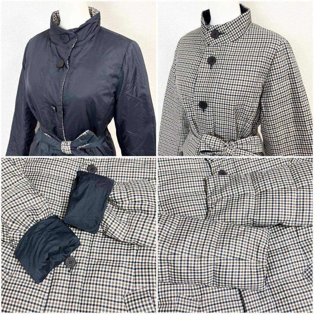 Aquascutum リバーシブル ダウンコート 8 チェックネイビー GULLKHAN_COM