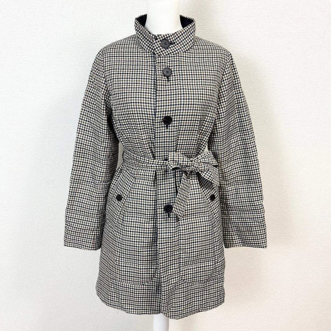 Aquascutum リバーシブル ダウンコート 8 チェックネイビー