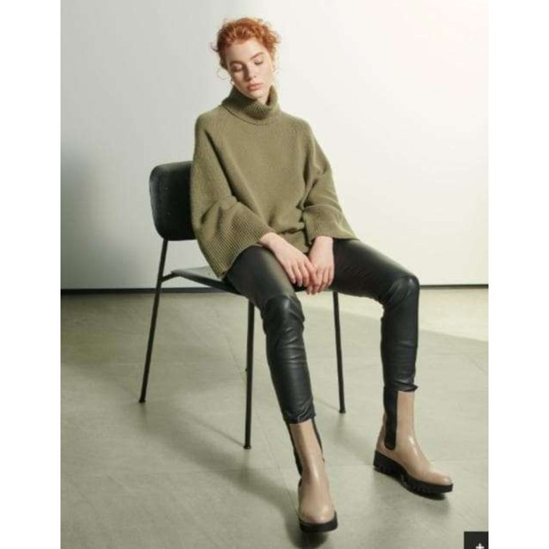 Theory タートルネックニット カシミヤ混 ワイド袖 S グリーン