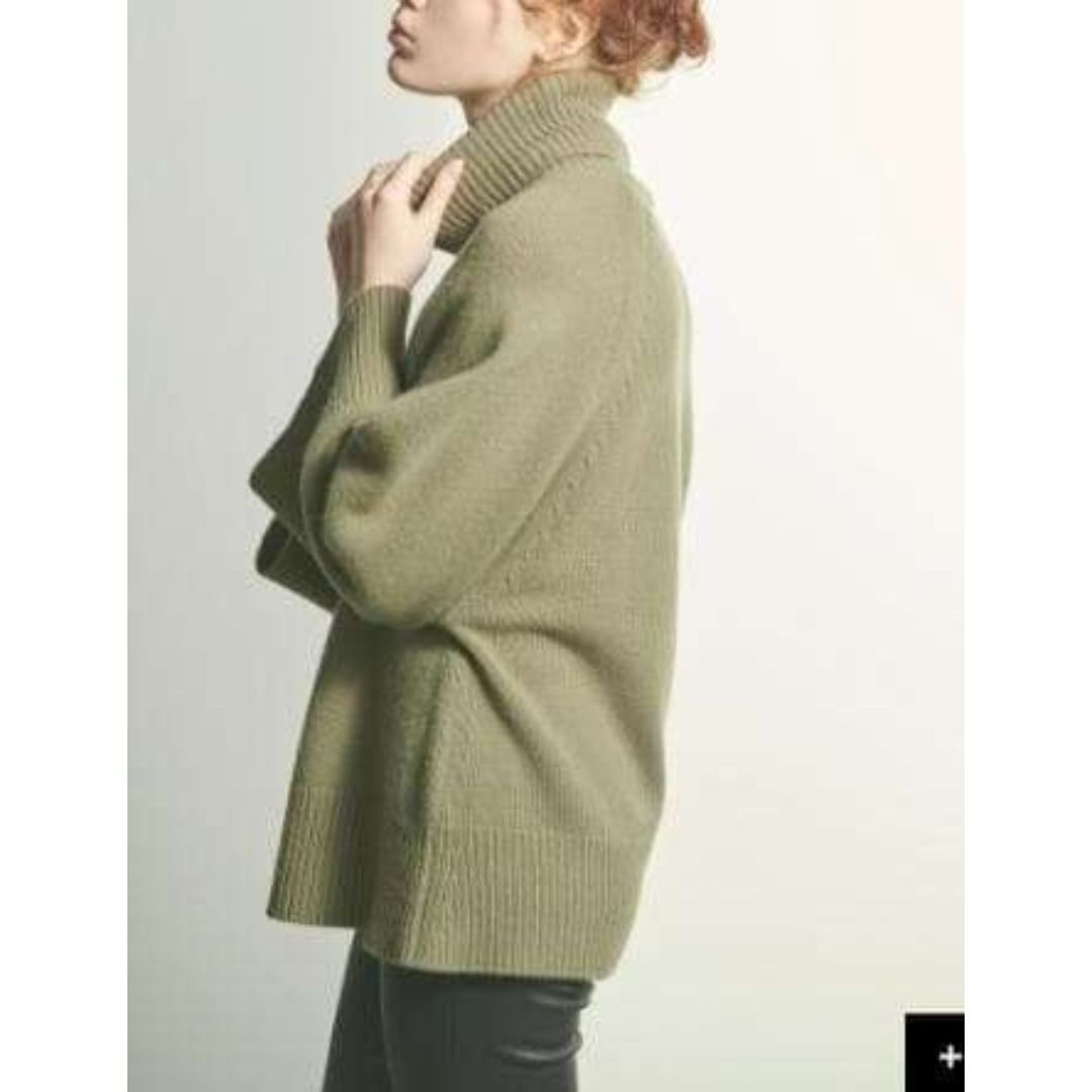 Theory タートルネックニット カシミヤ混 ワイド袖 S グリーン