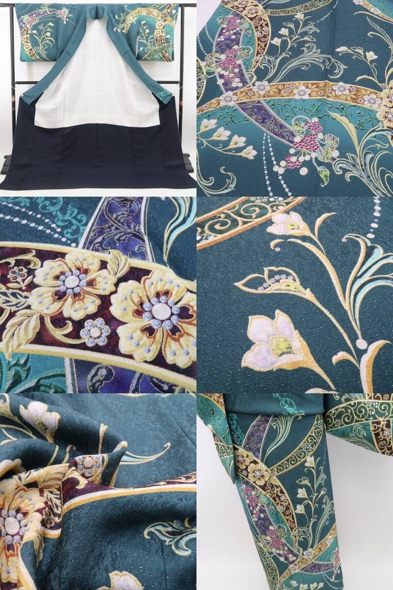 ❁tomihisa❁新品 葡萄唐草 銀通し お仕立て上がり品 着物 正絹 トール