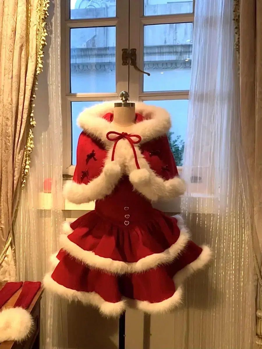 クリスマス 서곡 レッド ONE기 クリスマス 달콤 큐티 ケープ ONE PIECE セット