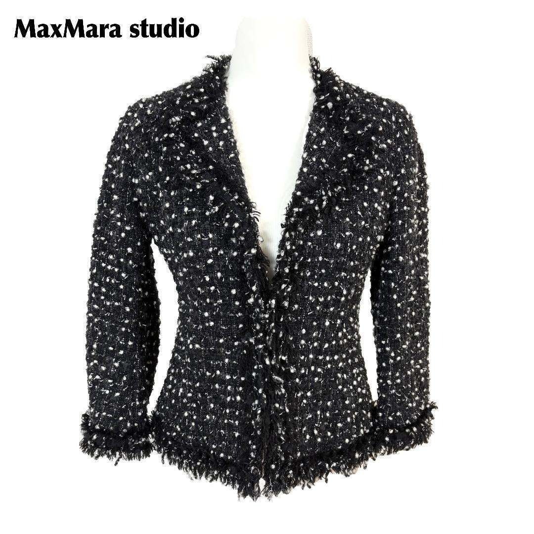 MaxMara studio ツイードジャケット 38 ブラック