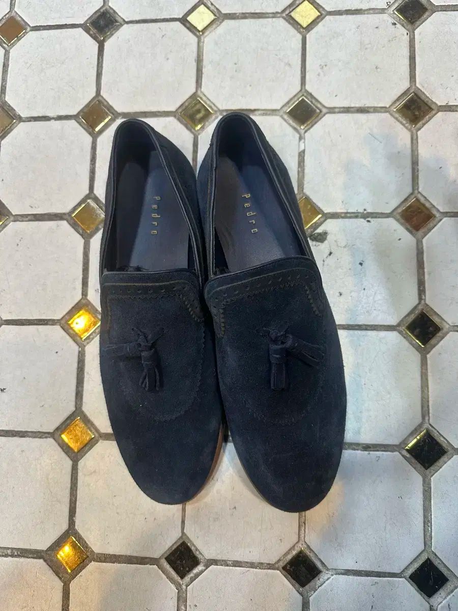 ペドロ スウェード タッセル ローファー ネイビー