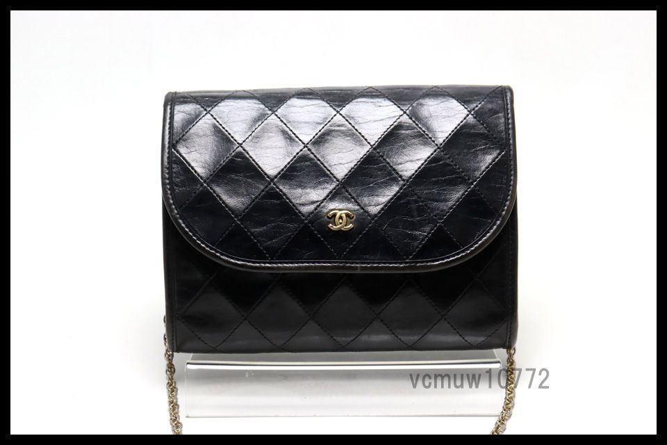 シリアルシール無 美 CHANEL マトラッセ GD金具 レザー チェーンショルダーバッグ シャネル 1023ea31473