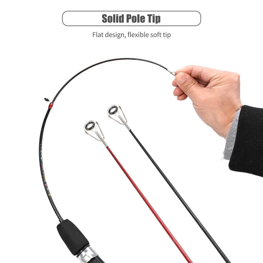 62cm コンパクトロッド リール付き 短竿 ブラック 黒 穴釣り ワカサギ