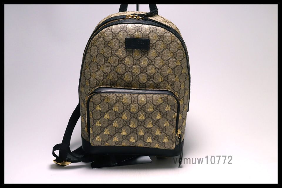 近年モデル 美 GUCCI GGスプリーム bee 蜂 レザー リュックサック バックパック グッチ 1023 bs 37218