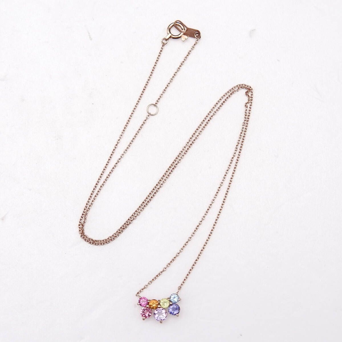 STAR JEWELRY K10PG マルチカラーストーン ネックレス レディース