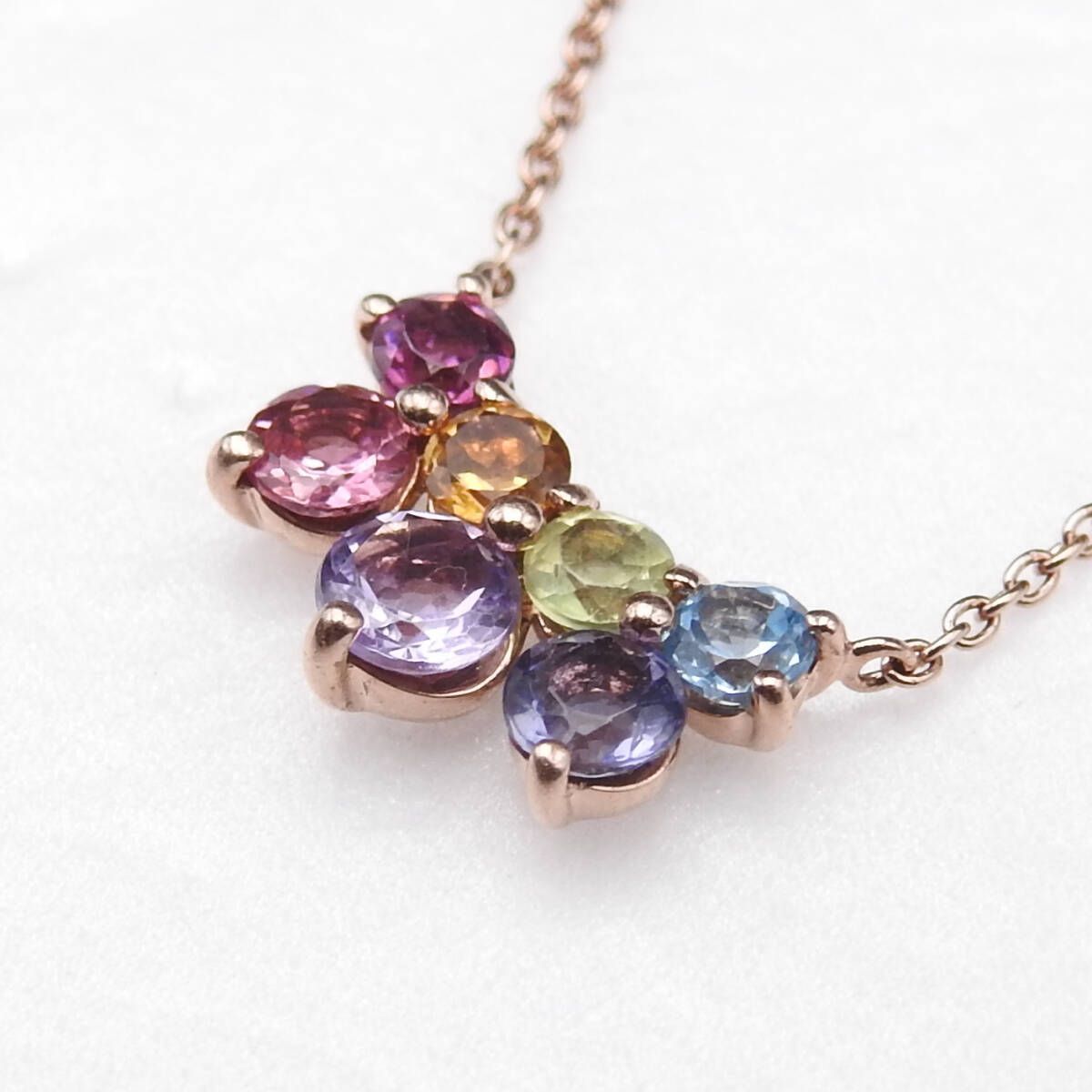 STAR JEWELRY K10PG マルチカラーストーン ネックレス レディース