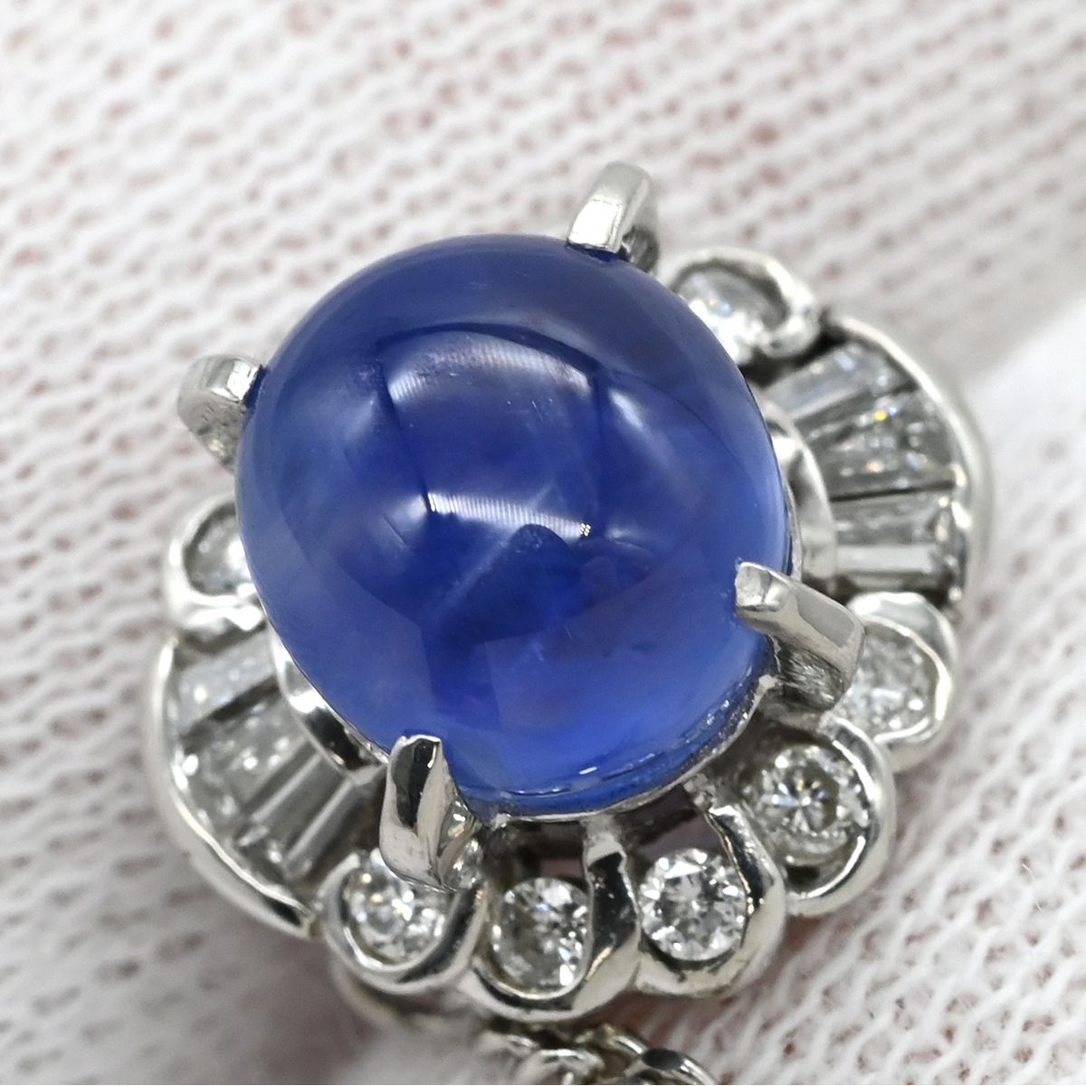  タイピン Pt サファイア ダイヤモンド プラチナシルバー スターサファイア プラチナ タイタックピン 青 オーバル ネクタイピン 小物