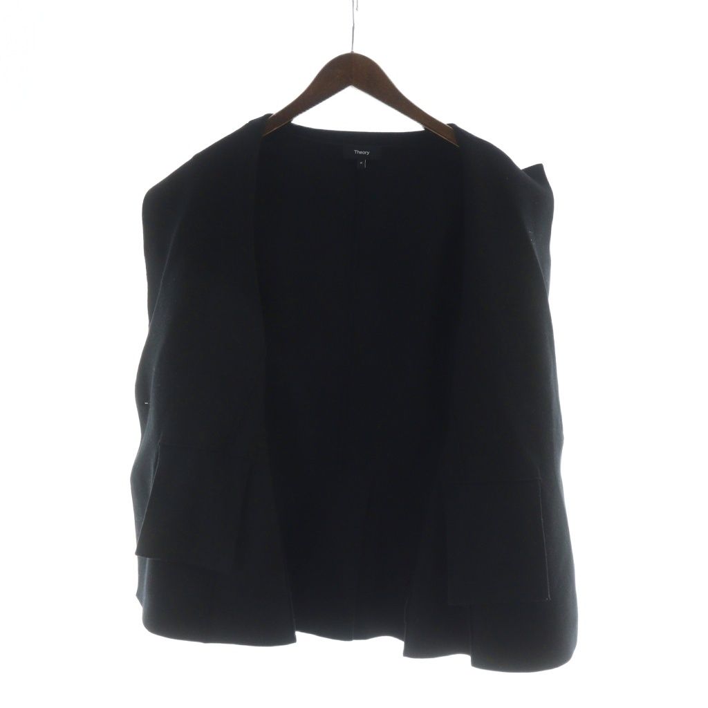 セオリー Theory 21AW ニットジャケット 長袖 ロゴ シングル ウール M 黒 ブラック GY19 MQ GULLKHAN_COM