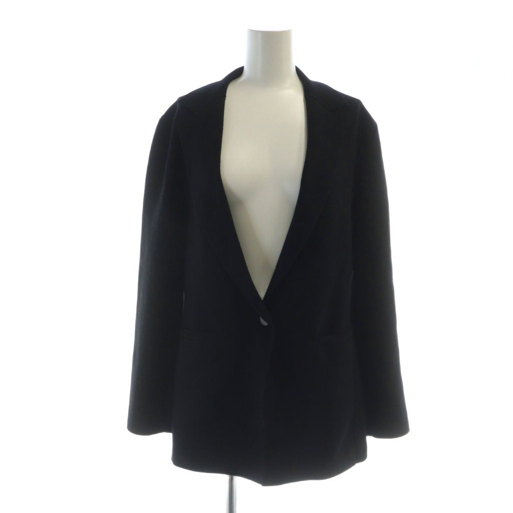 セオリー Theory 21AW ニットジャケット 長袖 ロゴ シングル ウール M 黒 ブラック GY19 MQ