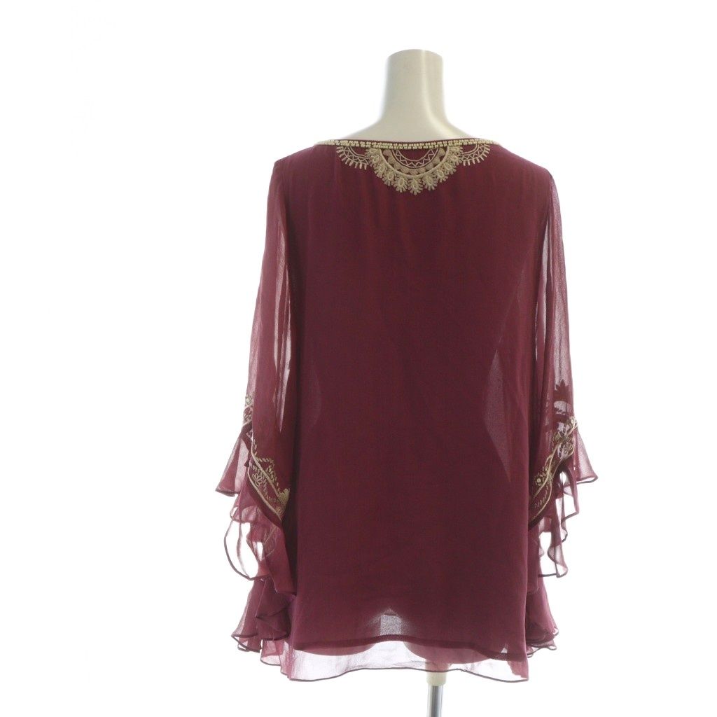 ダイアグラム グレースコンチネンタル Diagram GRACE チュニック カットソー 半袖 ビーズ 刺繍 ロゴ 絹 シルク 36 紫 GY 18 MQ