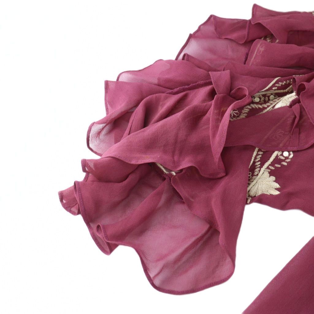  ダイアグラム グレースコンチネンタル Diagram GRACE チュニック カットソー 半袖 ビーズ 刺繍 ロゴ 絹 シルク 36 紫 GY 18 MQ 半袖 チュニック