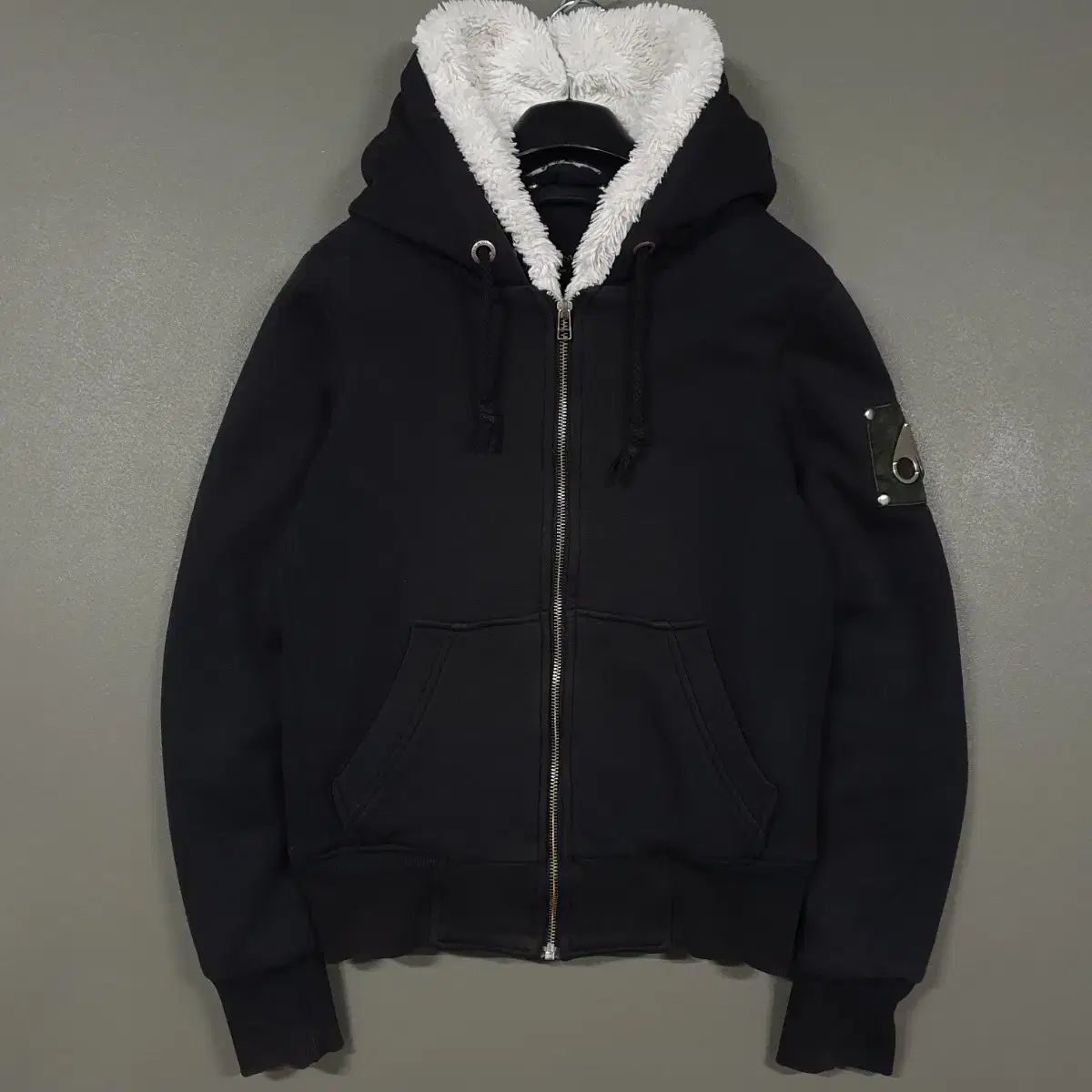 レディース S 90 ムースナックルズ シルバー Classic BUNNY セーター シープスキン WHO ジップアップ フーディー ブラック