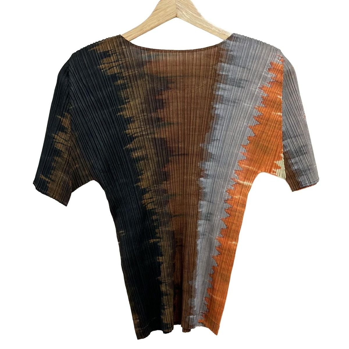 PLEATS PLEASE プリーツプリーズ 半袖カットソー サイズ4 XL レディース - PP 03-JK 517 グレー×黒×マルチ