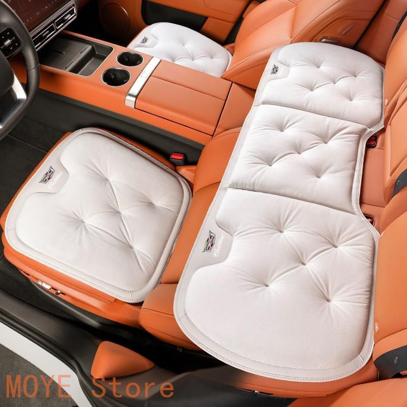 キャデラック Cadillac ホワイト 車用 前座席用2枚 後部座席用1枚 シートクッション 座布団 シートカバー フランネルの表面 冬の座布団 滑り止め zd1104