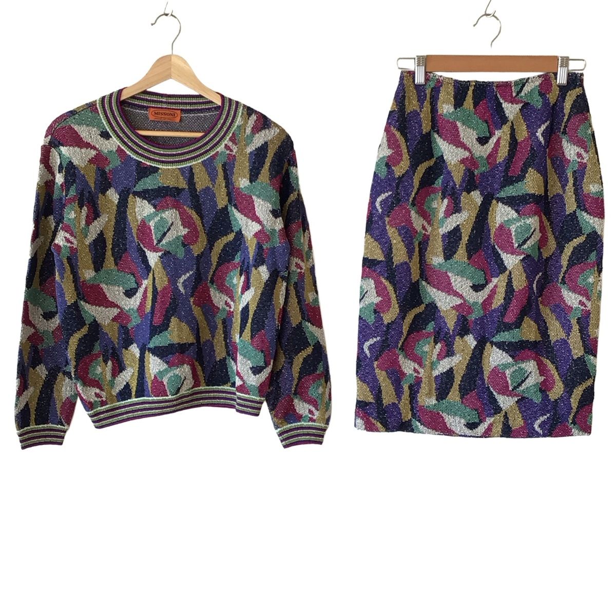 MISSONI ミッソーニ スカートセットアップ レディース パープル 白 マルチ