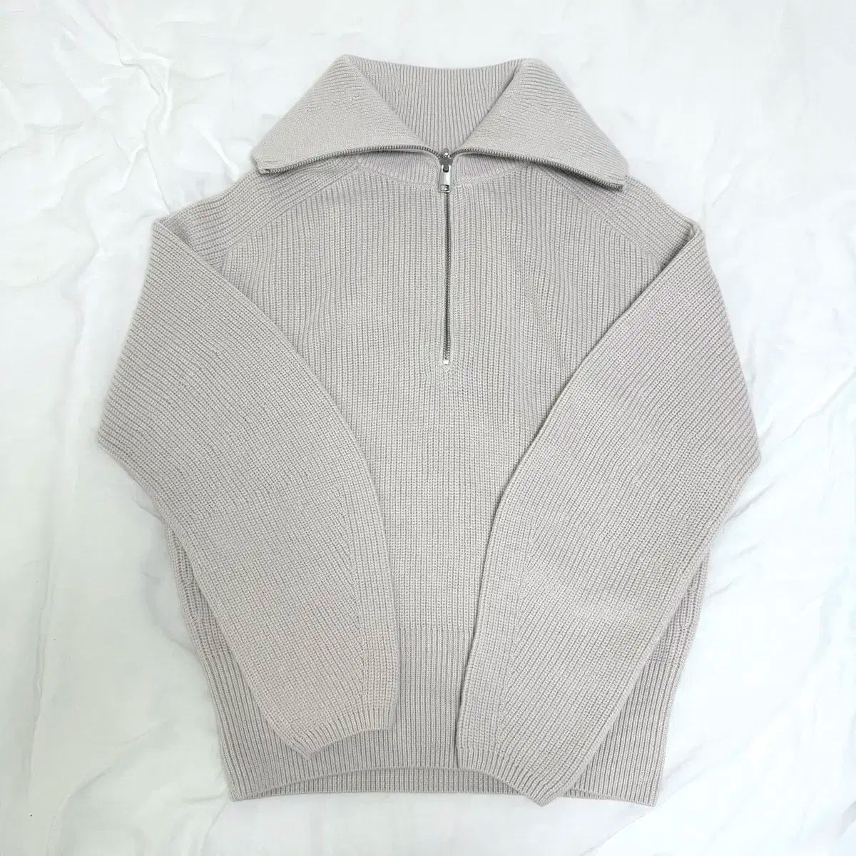  COS コス ハーフジップアップニット ベージュ S 長袖 ニット セーター
