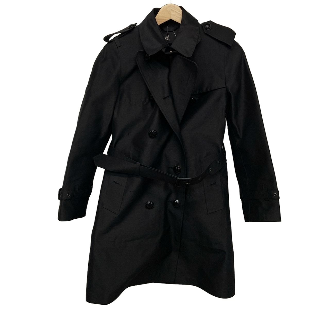 MACKINTOSH マッキントッシュ トレンチコート サイズ32 XS レディース - 黒 冬物 ウールライナー付き ゴム引き シルク混