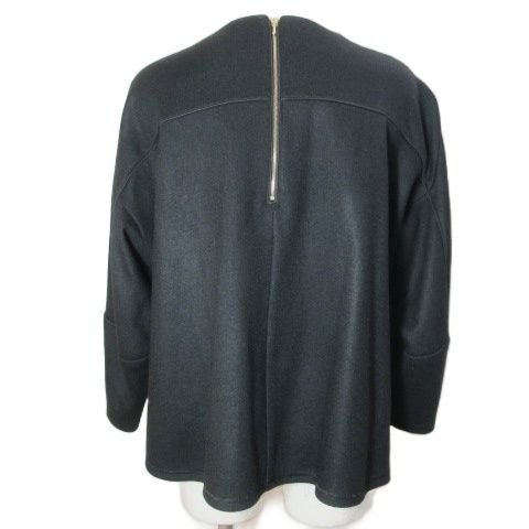 ドゥロワー Drawer バックジップクループルオーバー ACKY TEX社生地 ウールカットソー 6512-206-0251 ドレープシルエット 7分袖 1 S相当 黒 ブラック X