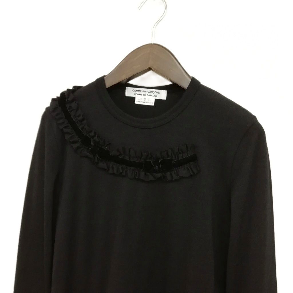 コムデギャルソンコムデギャルソン COMME des GARCONS コムコム RR-T 012 AD 2006 フリル リボン ニット カットソー S ブラック