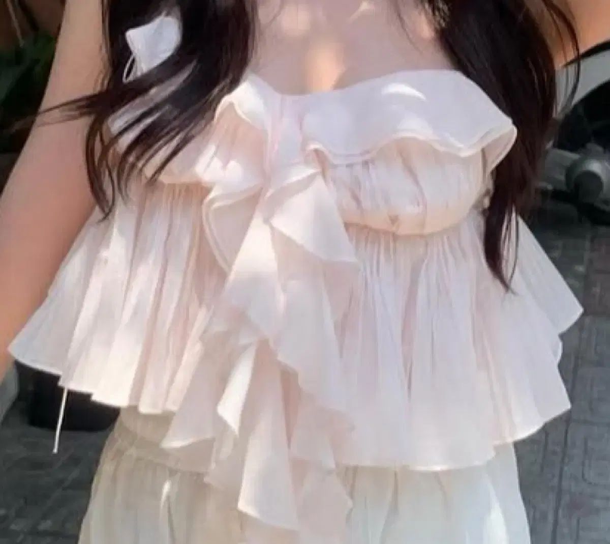 ザ バーネット フリル ティアード ピンク ブラウス