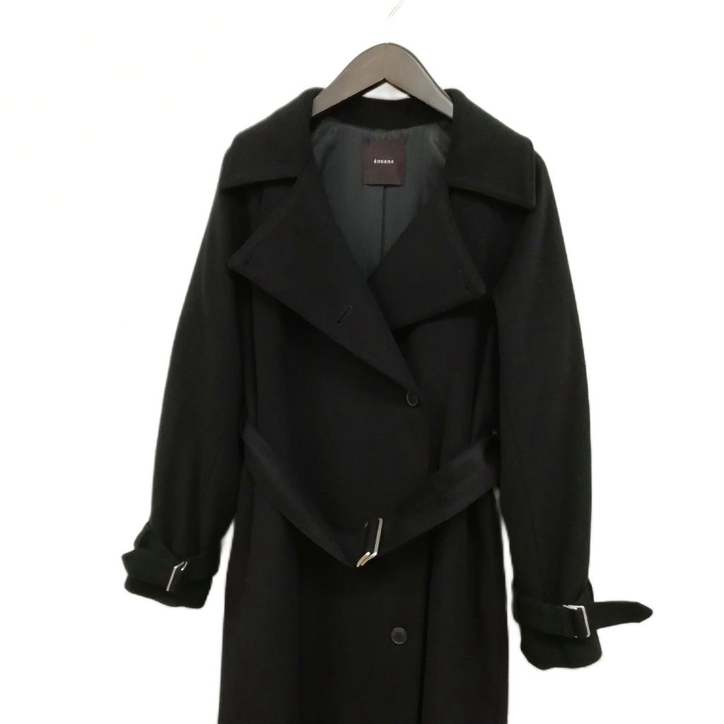 anuans アニュアンス 1521600282-1 ウール ロング トレンチコート ブラック