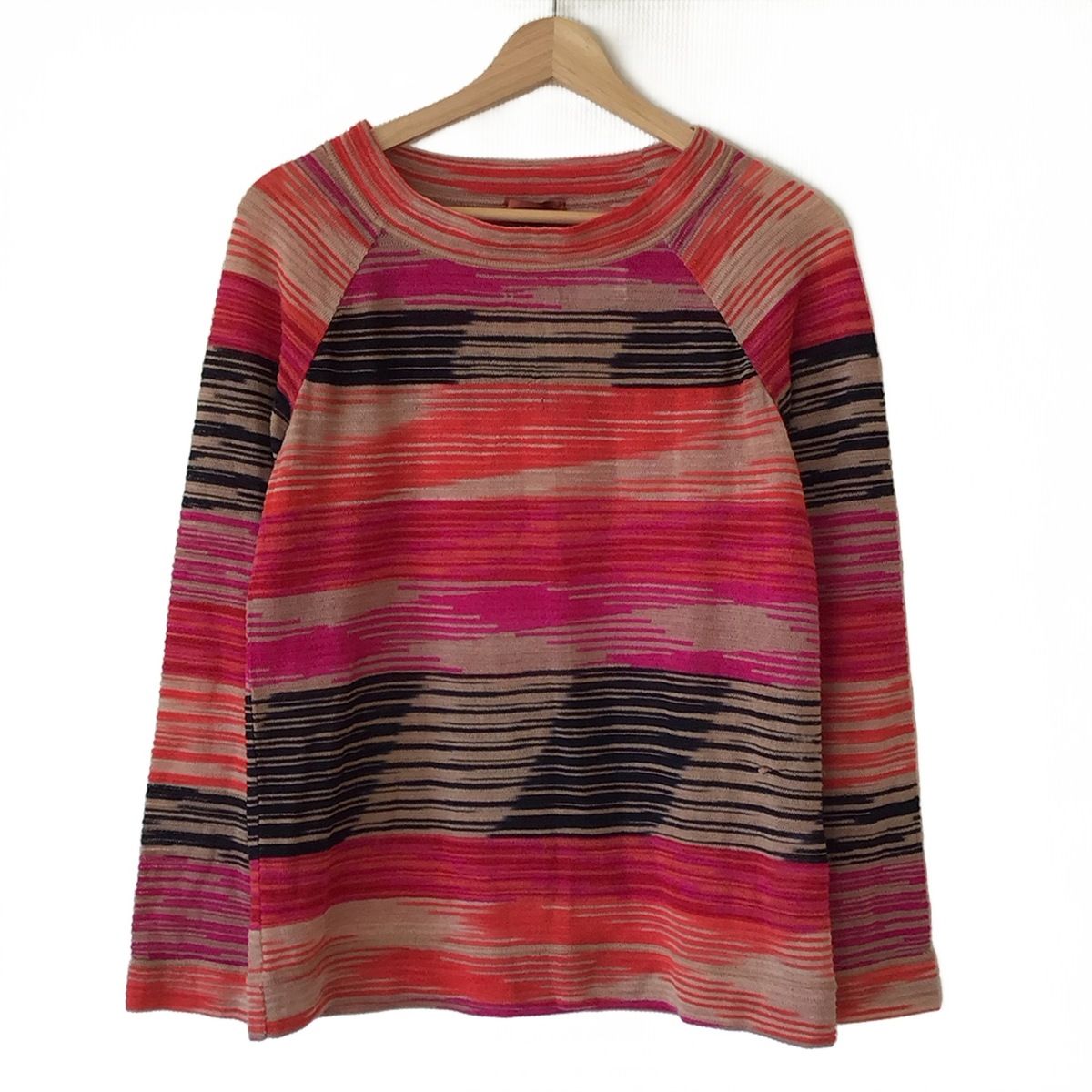 MISSONI ミッソーニ 長袖カットソー サイズ44 L レディース - ピンク×オレンジ×マルチ クルーネック