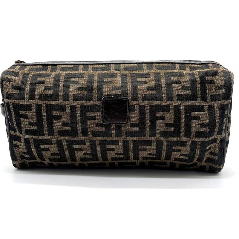 フェンディ ポーチ ズッカ柄 キャンバス ブラウン ブラック FENDI Pouch Zucca Canvas Brown Black