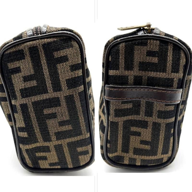 フェンディ ポーチ ズッカ柄 キャンバス ブラウン ブラック FENDI Pouch Zucca Canvas Brown Black DECORATOM_COM_BR