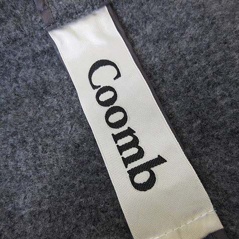 クーム Coomb コート アウター フード ウール 袖ファー ベルスリーブ L 42 杢 ダークグレー GULLKHAN_COM