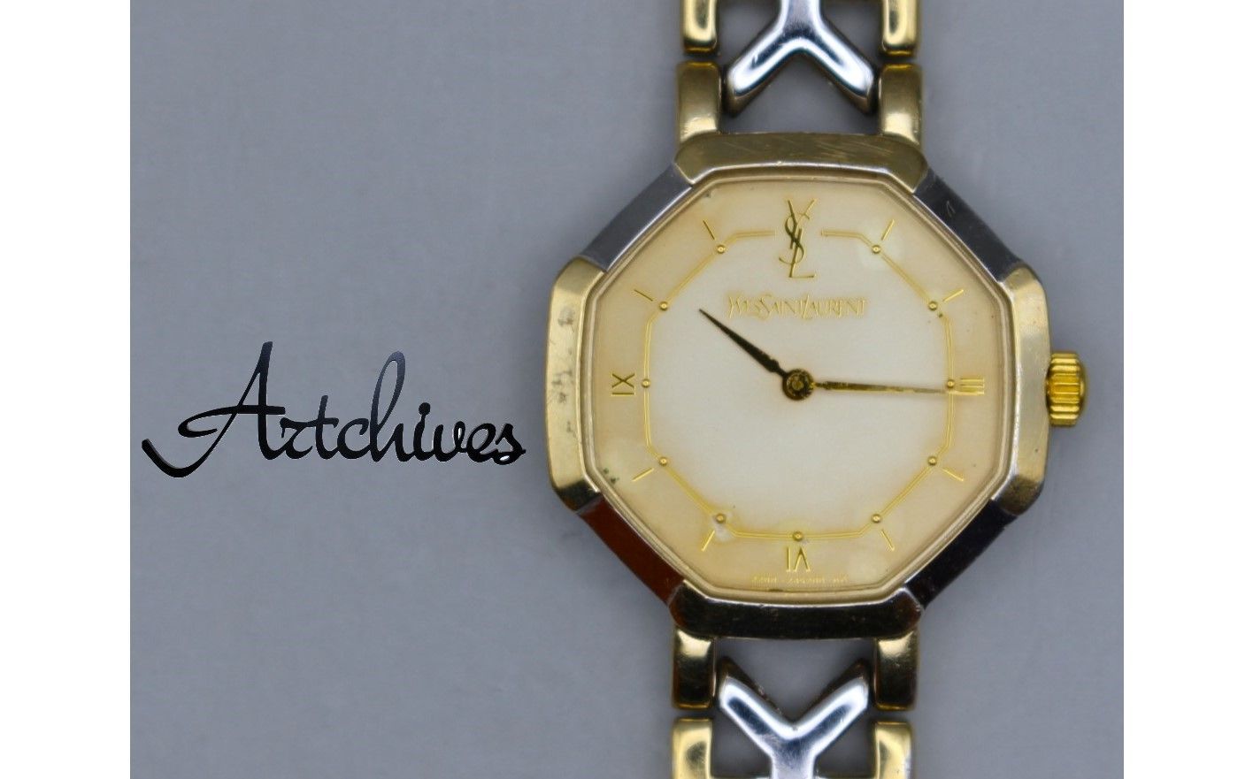 VRW-1430 時計 Yves Saint-Laurent イヴサンローラン 2200-241762 オクタゴン SL文字盤 レディース クォーツ 腕時計 稼働品